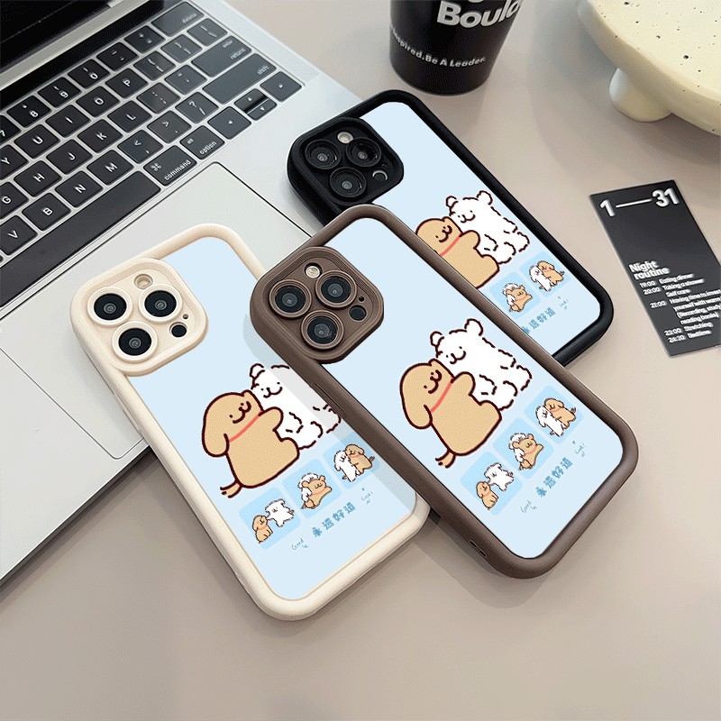 苹果17拥抱线条小狗15ProMax可爱X200S适用12糖果OPPOReno14手机壳16PLUS荣耀500PRO软iPhone13卡通IQOONEO11