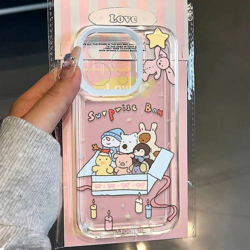 OPPOReno13pro创意12手机壳iPhone15适用ins风16ProMax透明软iQOOneo10动物惊喜盒子X100S苹果14红米k70ULTRA