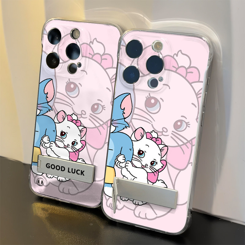 苹果16可爱透明小米17MAX适用14PLUS手机壳带支架15ProMax无边框硬超薄iPhone13p卡通高级感健身情侣汤姆玛丽