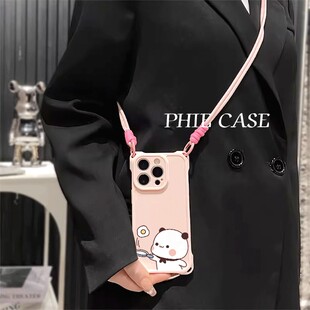 OPPOReno15情侣煎蛋布布一二手机壳软12四角开孔13透明iPhone14防摔苹果16plus斜挎手腕挂绳17ProMax适用可爱