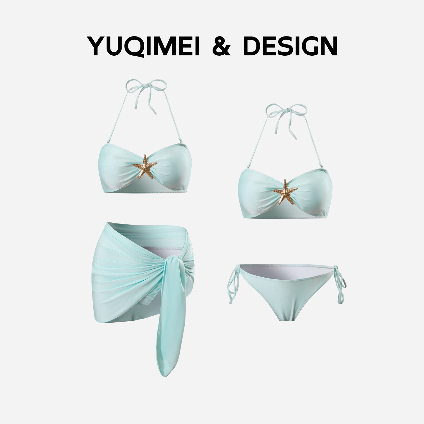 YUQIMEI2026新款小胸聚拢比基尼三件套性感挂脖泡温泉分体泳衣女