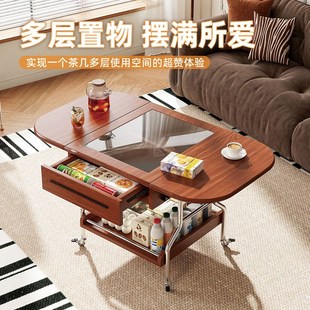 沙发边柜边几可移动茶几小桌子可折叠客厅家用复古推车小户型