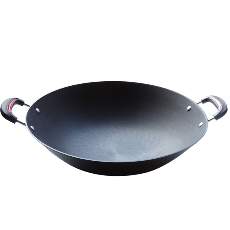 44/46/50CM大号加厚铸铁炒锅无油烟不粘锅家用炒菜锅双耳生铁锅