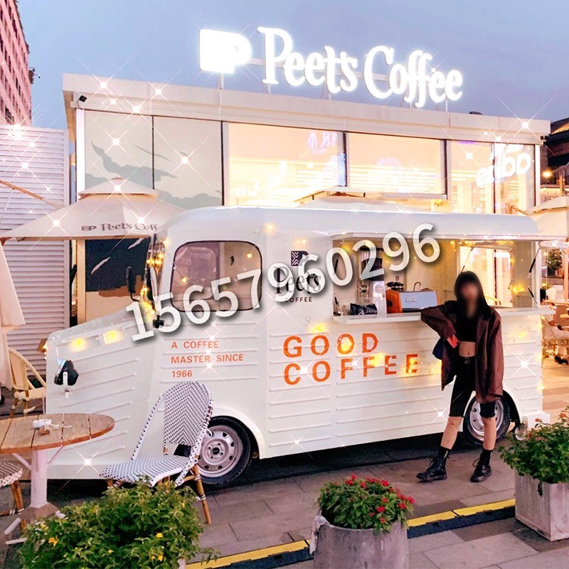 定制1:1雪铁龙巴士餐车奶茶售卖车小吃车步行街景区商场美陈摆件