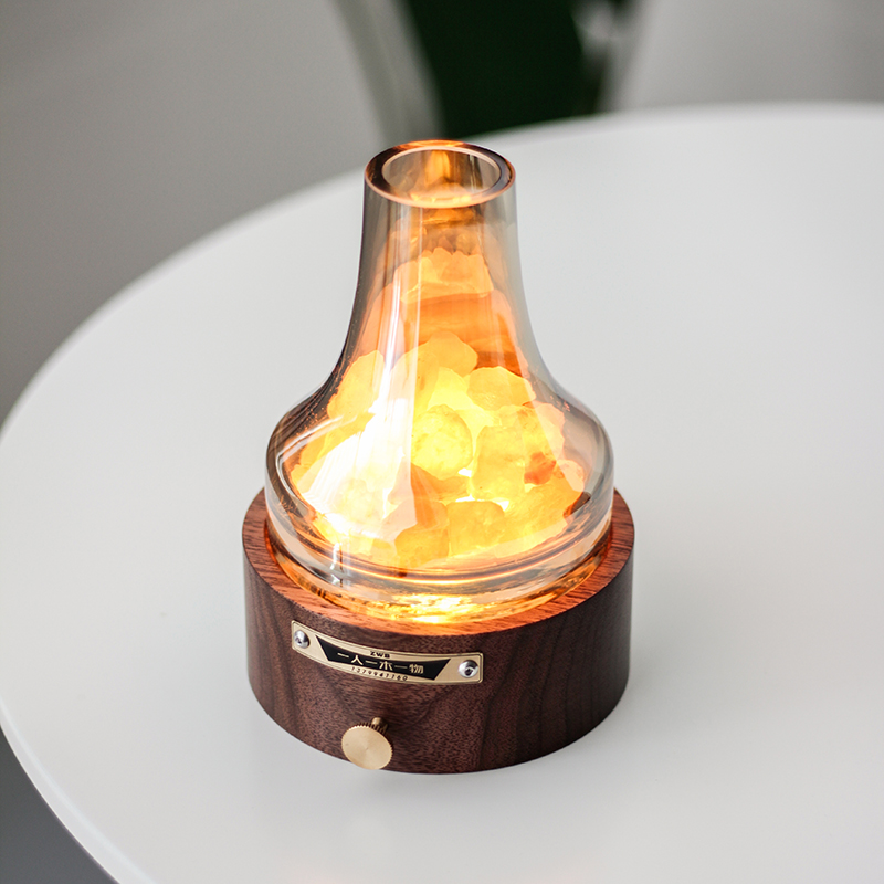 香薰盐灯木物】喜马拉雅玫瑰盐插花灯创意小夜灯卧室酒吧氛围灯