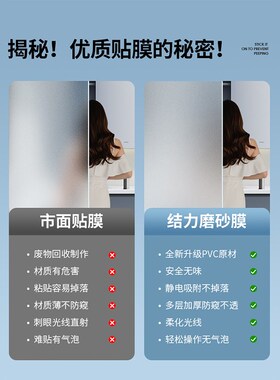 加厚磨砂窗户玻璃门纸膜透光卫生间防窥人走光窗浴室