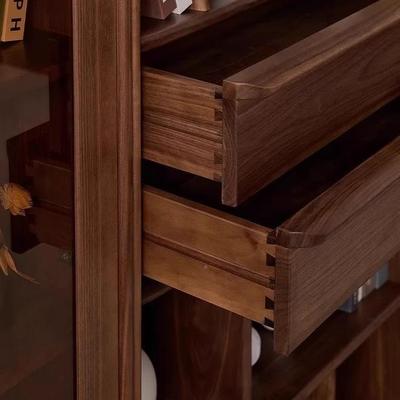 北柜美黑胡桃物木书玻36622璃门落地展示置木架全实书橱整墙书房