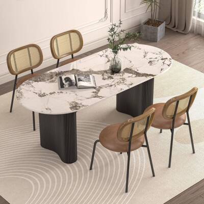 岩餐桌现代简客厅桌轻奢高板端餐椅组合网红餐厅家用饭桌2sys-251