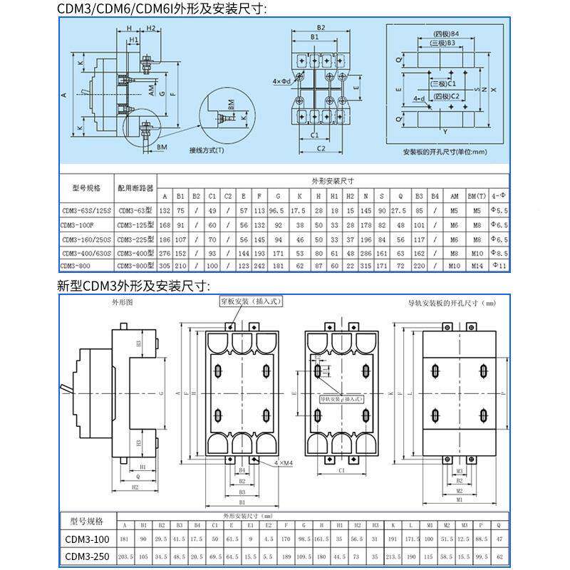 CDM3CM3断接路器附件家线装置YHN3P4P接接线底座厂直销插入式板后