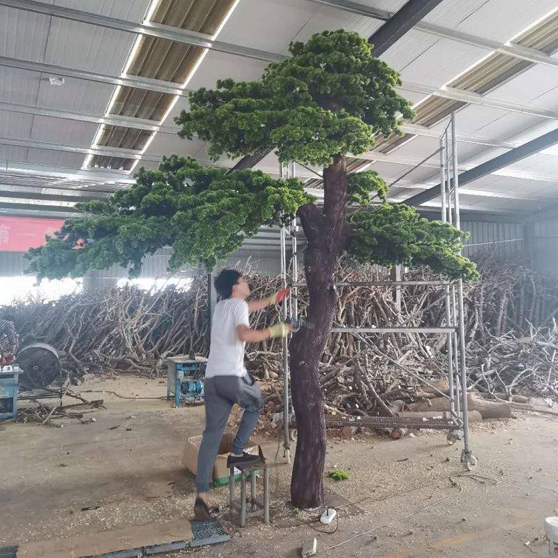 仿真迎客松松树绿植罗汉松假松树商场室内装饰造型美人景观摆件