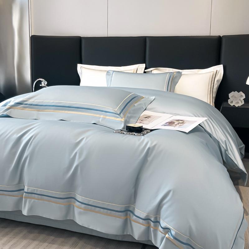 工厂直销新款简约绣轻奢刺款长MDC-HJC-绒床棉档四件套高纯棉品套