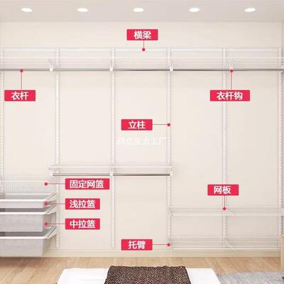 衣帽间衣FUM柜开放墙上简易金属帽衣间式柜子组合衣柜