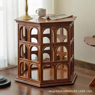 维边几14567中古木实八边形圆拱门客厅拉茶几复弗古木质