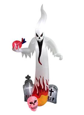 万圣节充气幽灵带彩灯火鬼白气墓碑CHH21472充气模焰草坪活动场地