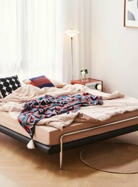 双人床橡木黑色无床头中复古F775J5HS厚丨实实木床1主.8米古卧小