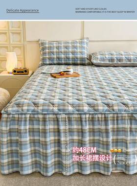 纯棉加床厚夹棉裙三件套SX2025010体0全棉防滑床笠带裙边遮丑下摆