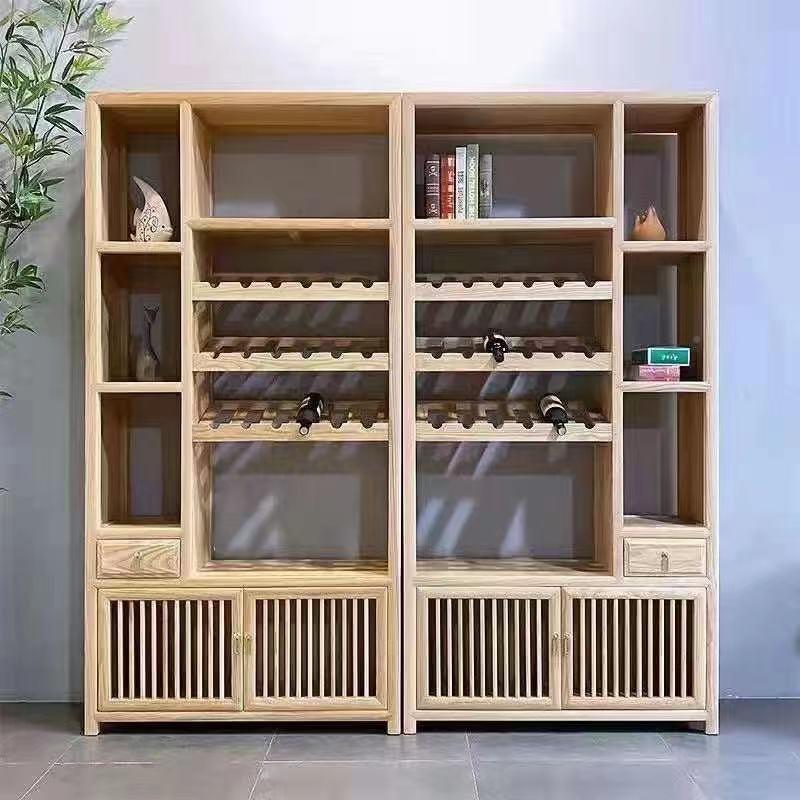 中JG9式家具蜡木酒架实木胡桃色白红厅酒柜展示餐酒店软装多功能