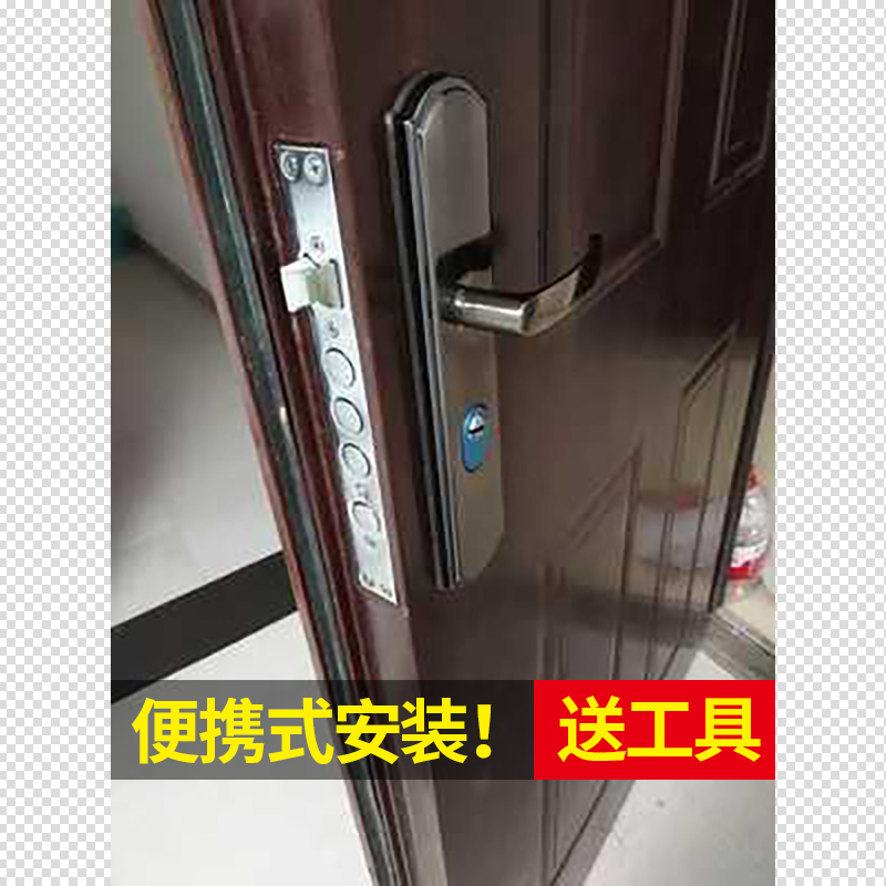 防盗门锁套装锁具把手家用通用型天地锁把手黑大门锁木室内门锁心