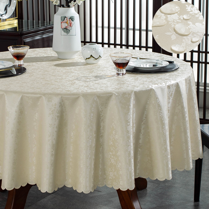 餐桌布欧式防水防油防烫免洗桌布酒店饭店餐厅家用圆形大圆桌台布