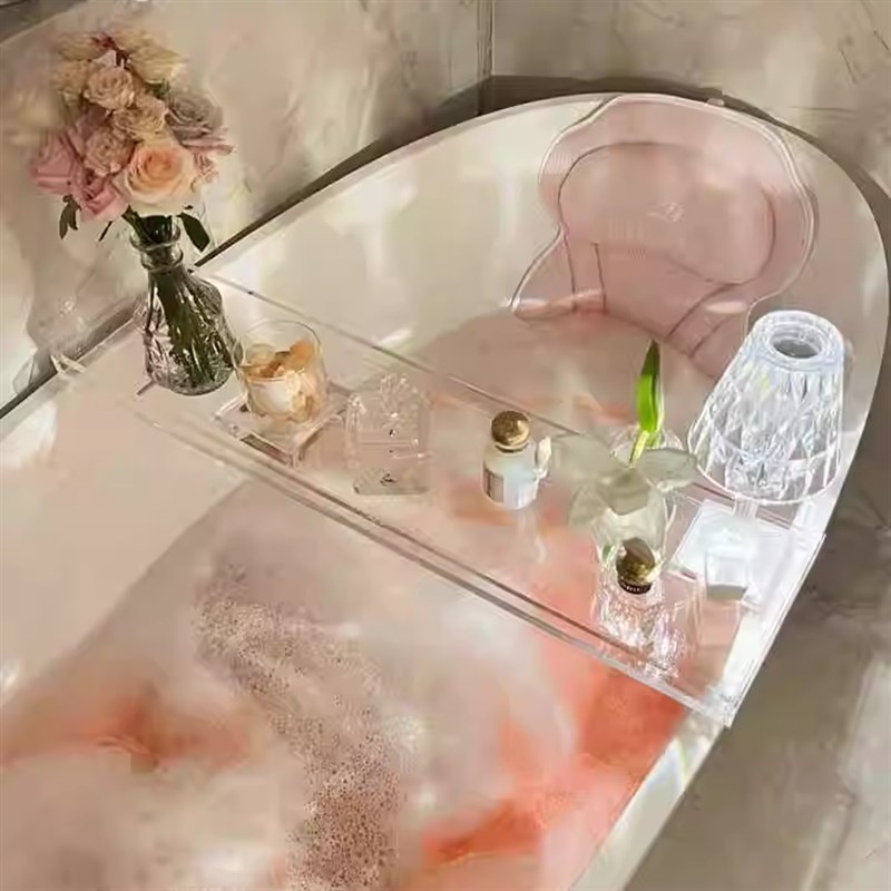 亚克力透明浴缸置物架泡澡多功能隔板上的托物架收纳托盘酒店民宿