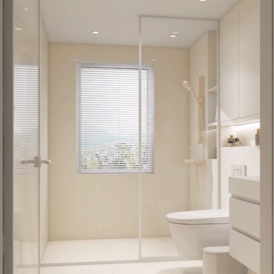 浴室干湿分离玻璃隔断淋浴房卫浴屏风洗澡间厕所不锈钢极窄定制