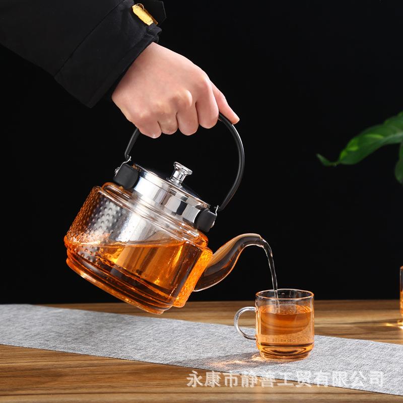 提梁壶耐热玻璃茶壶家用花茶过滤泡茶壶烧水电陶炉煮茶器快热茶具