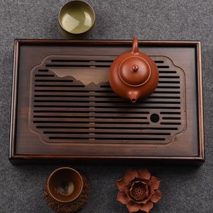 锦格家用竹制茶盘小号功夫茶具办公室小型储水茶台现代简约干泡台