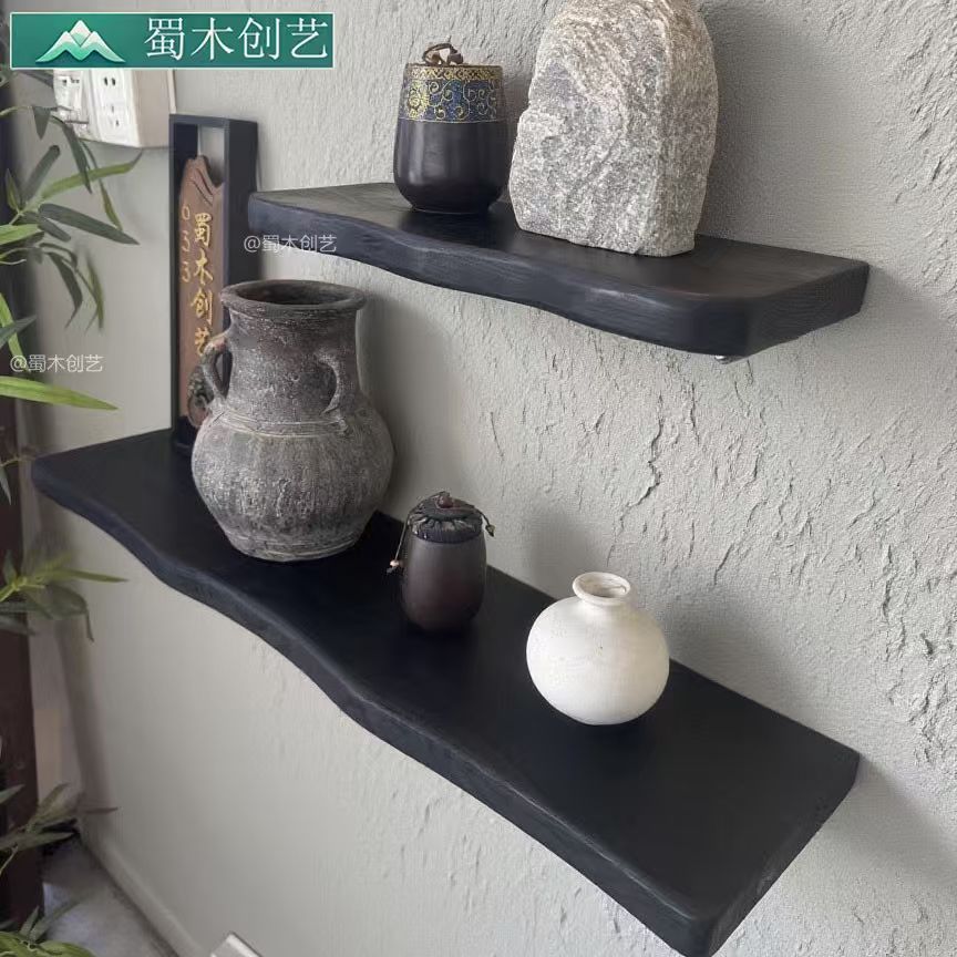 新中式黑色实木置物架