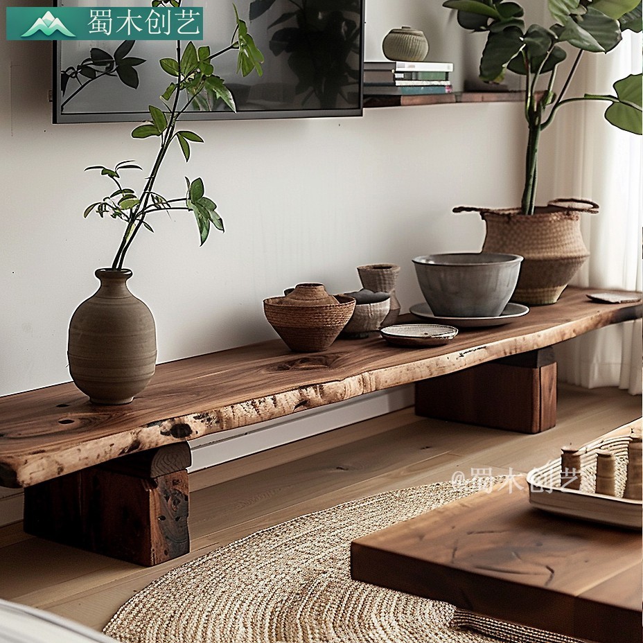 原木风悬挂木实木原生态电电视柜