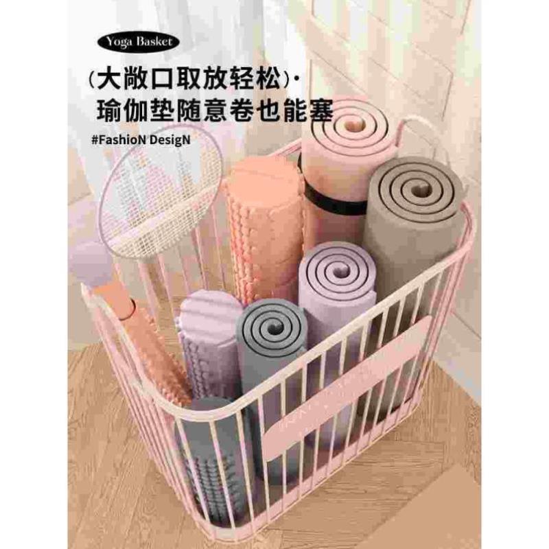 瑜伽垫收纳筐带轮健身器材运动器械置物架家用羽毛球用品篮筒神器