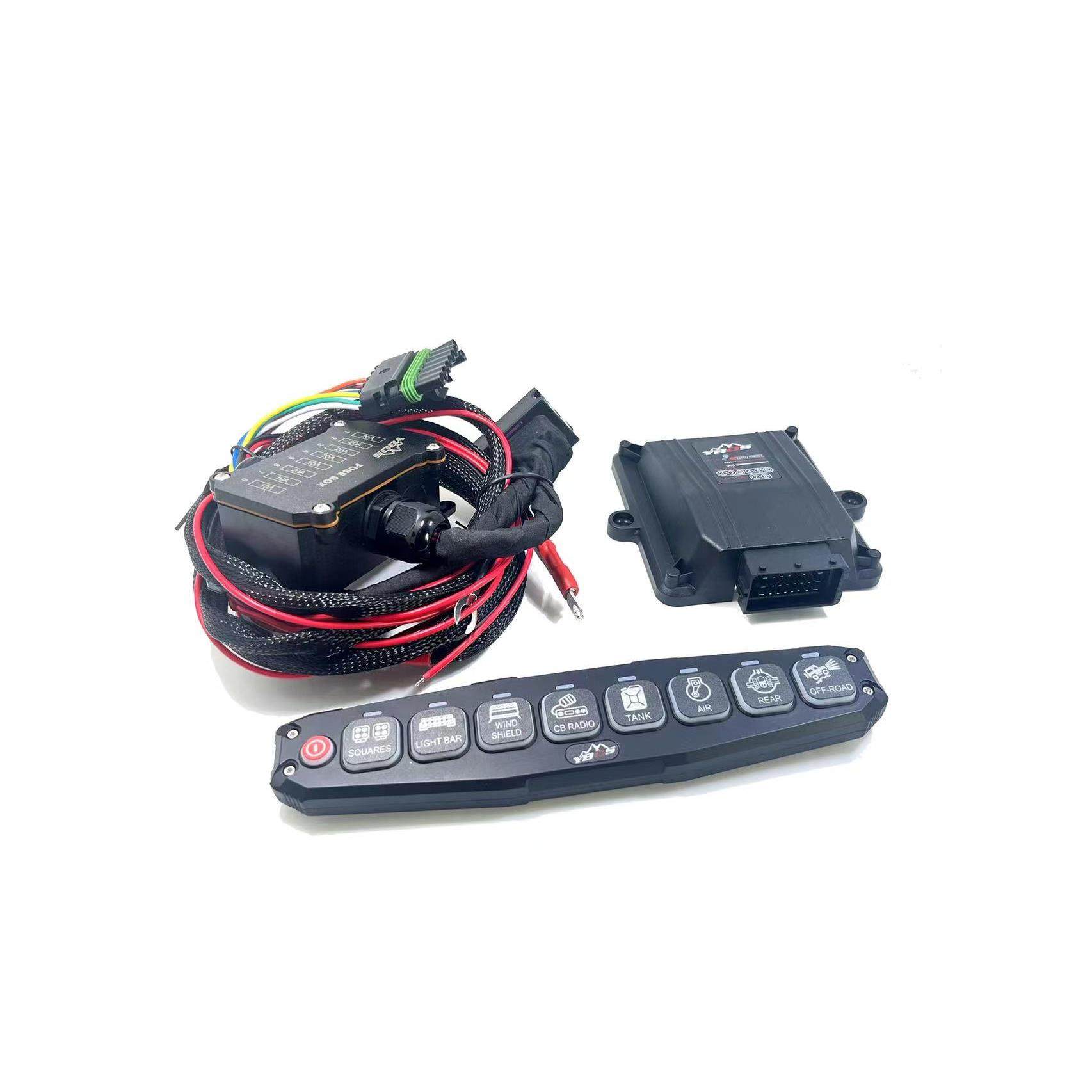 YBOS新款8路无线开关控制盒开关线速汽车辅助灯射灯无线遥控线束