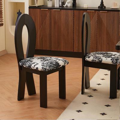 复古实木餐桌椅中古侘寂风家用设计师化妆靠背椅子北欧法式人鱼椅