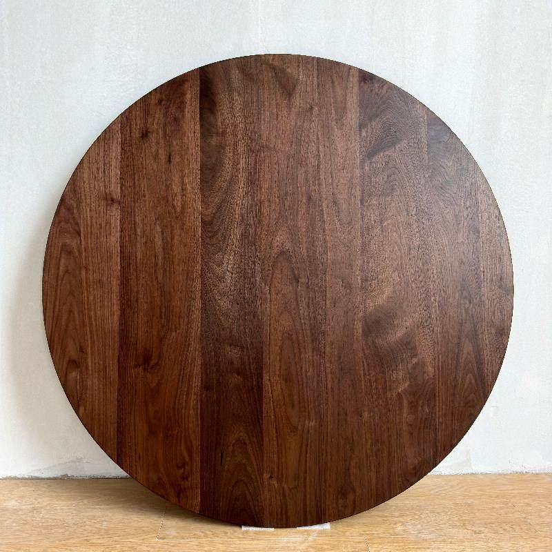 北美黑胡桃木纯实木圆桌面板餐桌台面单独家用桌板原木圆形可折叠