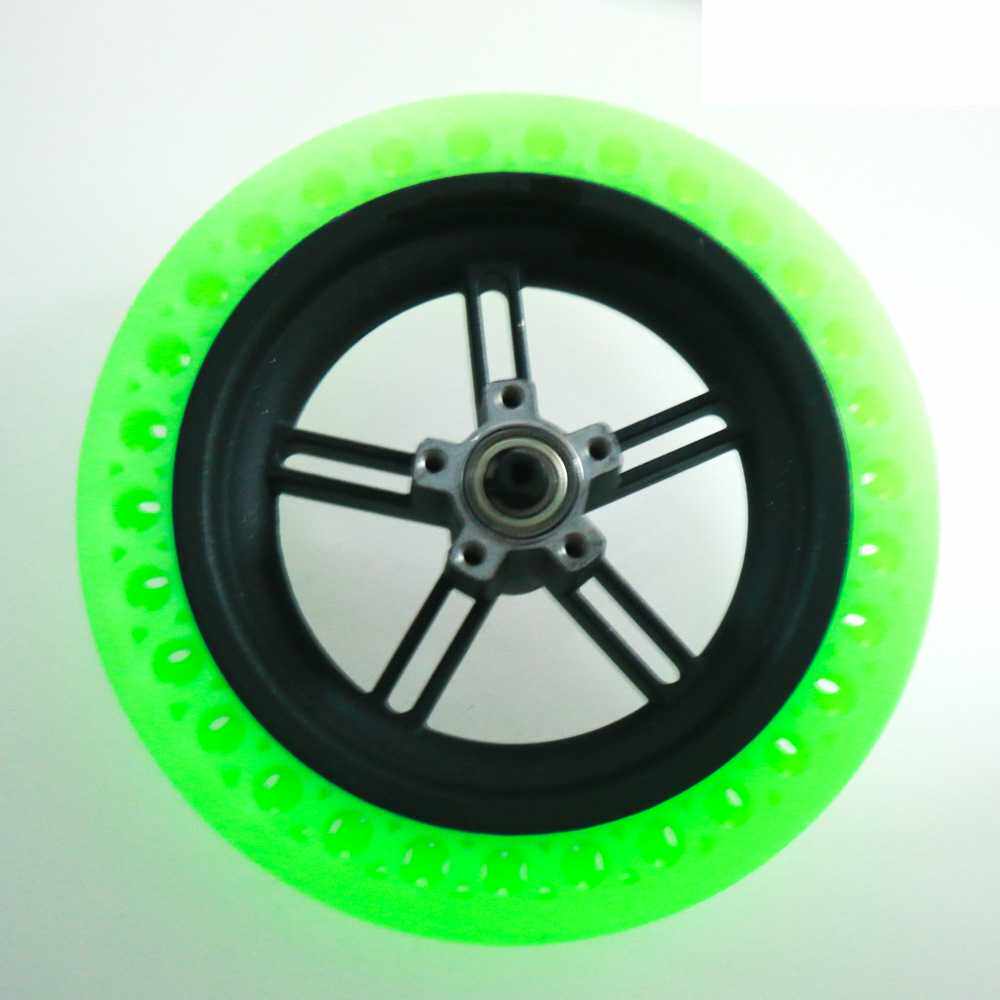 M365/Pro电动滑板车免充气实心胎+轮毂 绿色荧光胎+钢圈轮毂套件
