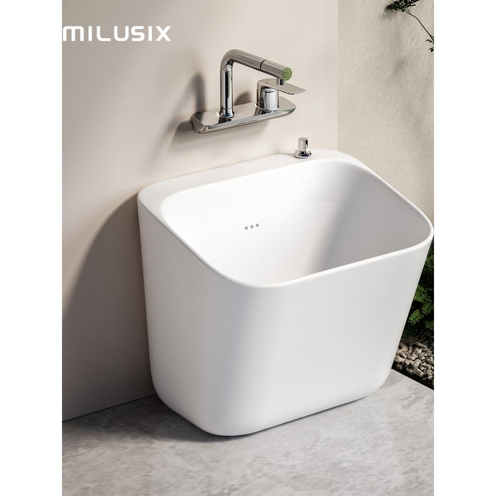 MILUSIX拖把池阳台家用大容量洗脚盆卫生间陶瓷泡脚洗脚池墩布池