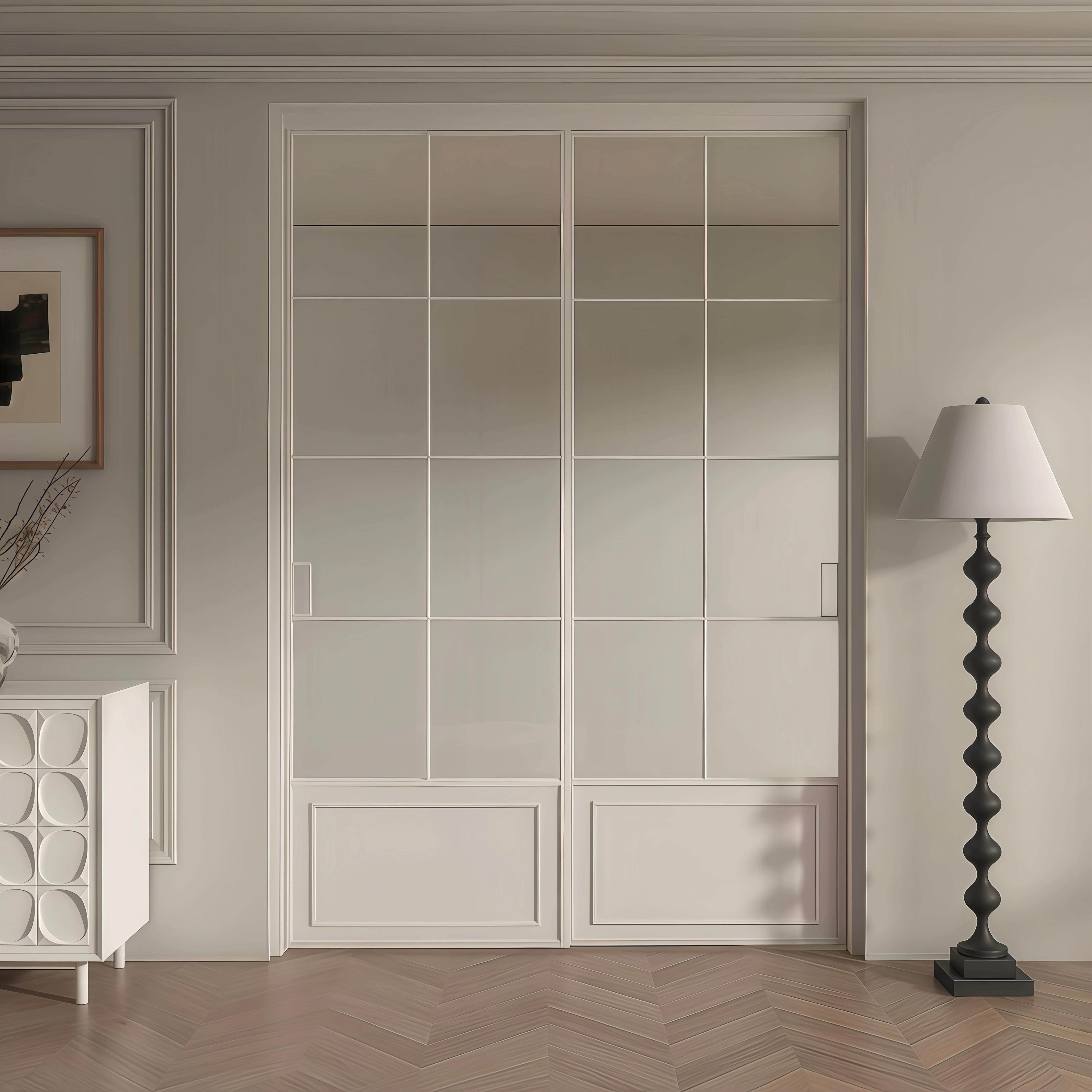 法式覆古厨房阳台客厅推拉门吊轨移门卫生间钛镁铝合金玻璃隔断门