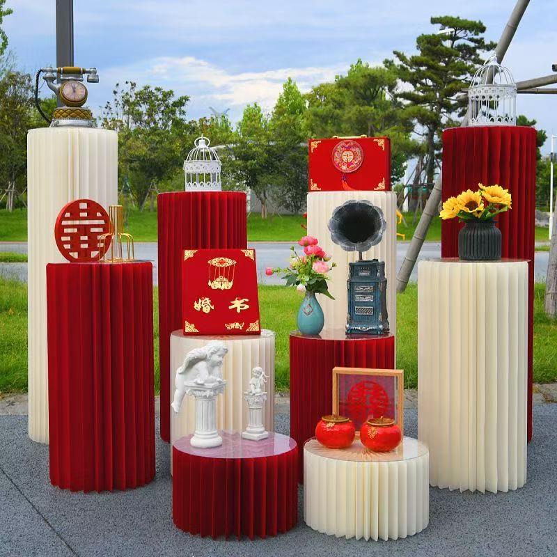 折叠罗马柱甜品台展示架生日蛋糕台商场橱窗婚礼路引装饰加厚圆柱