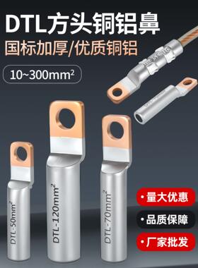 DTLF方头铜铝线鼻子过渡连接头10/50平方光伏空开断路器接线端子