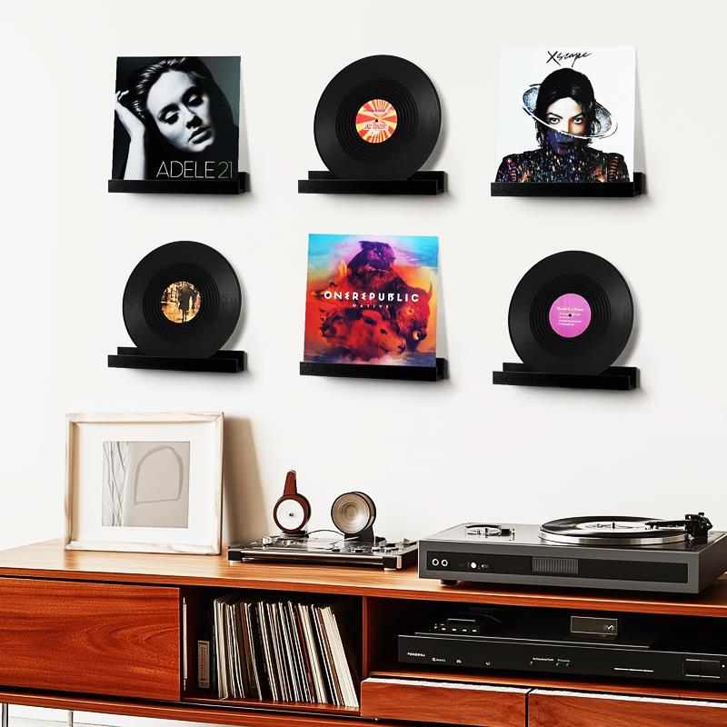 免打孔黑胶唱片展示架亚克力挂墙式CD专辑彩胶LP陈列收纳置物架