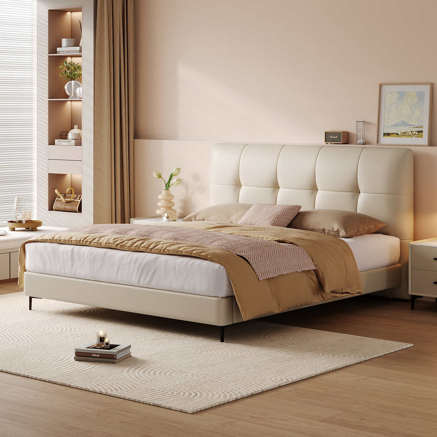 皇朝家居生态皮床主卧双人床法式复古风床床1米8双人床DA2518