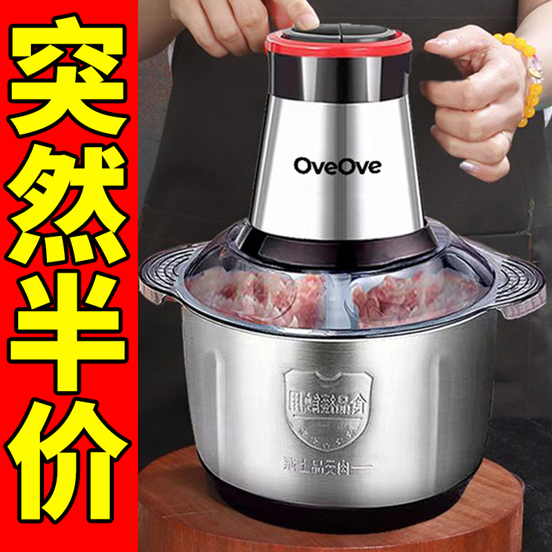 特价】正品纯铜电机不锈钢电动绞肉机家用和面多功能料理蒜泥碎冰