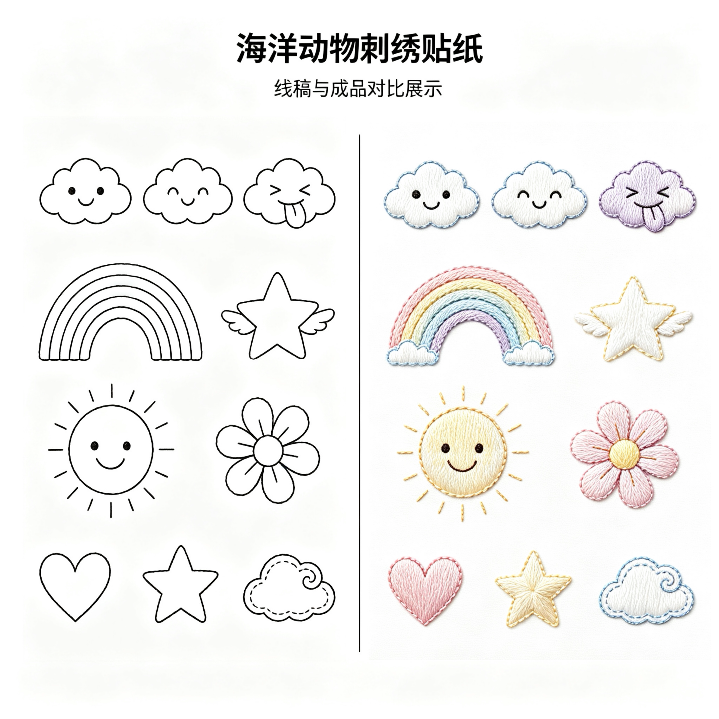 A4太阳云朵彩虹月亮自粘水溶布