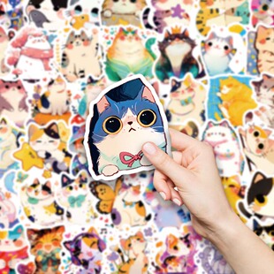 可爱卡通猫咪贴纸防水手帐装饰贴纸行李箱笔记本电脑吉他手机贴纸