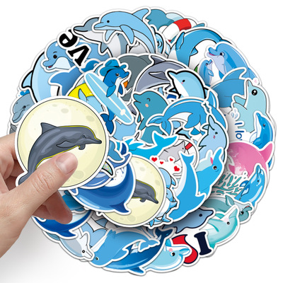 50张可爱海豚贴纸防水行李箱电脑