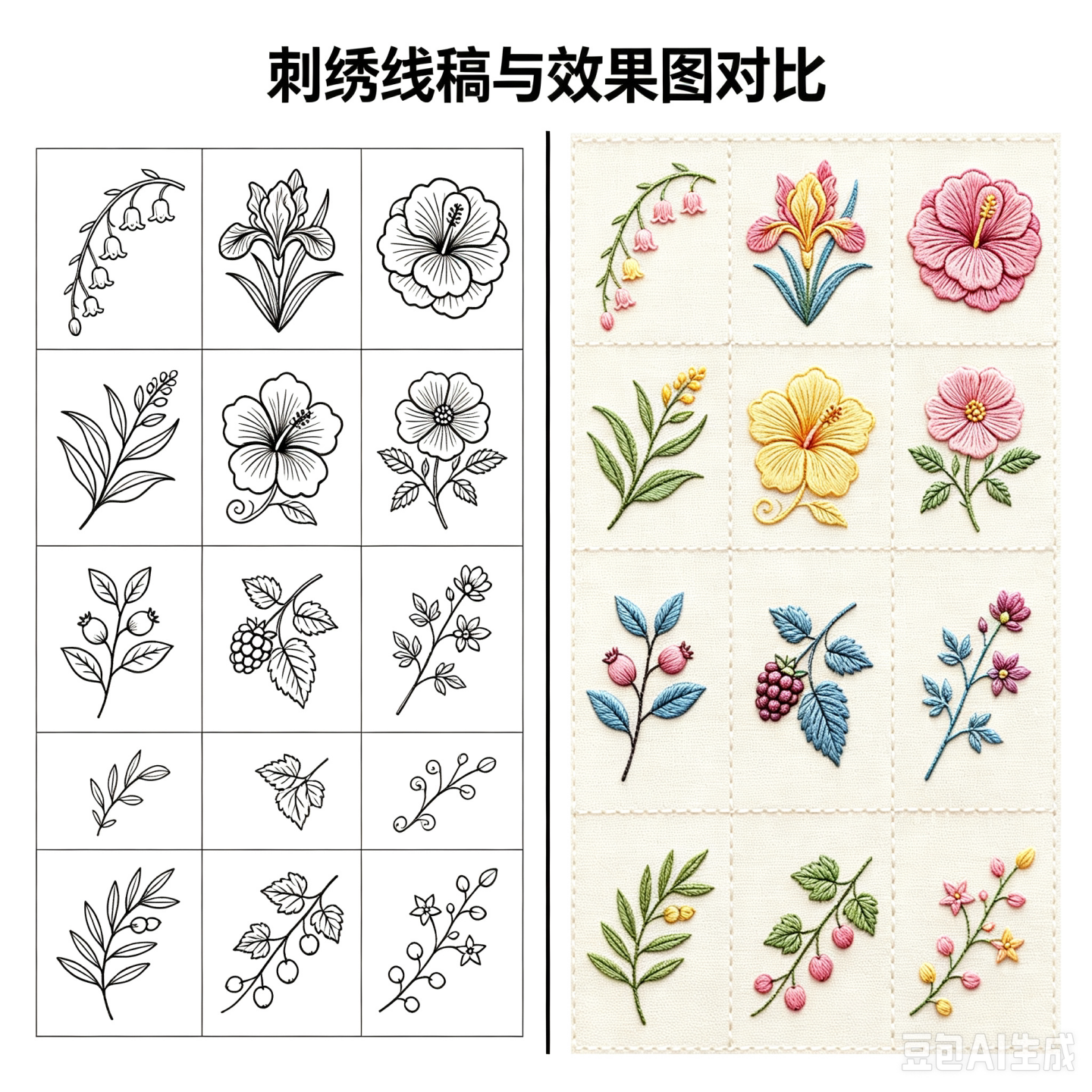 四季红玫瑰金盏花刺绣水溶贴纸