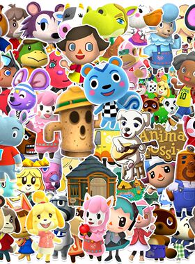 50张动物之森贴纸行李箱笔记本电脑水杯防水贴画 Animal Crossing