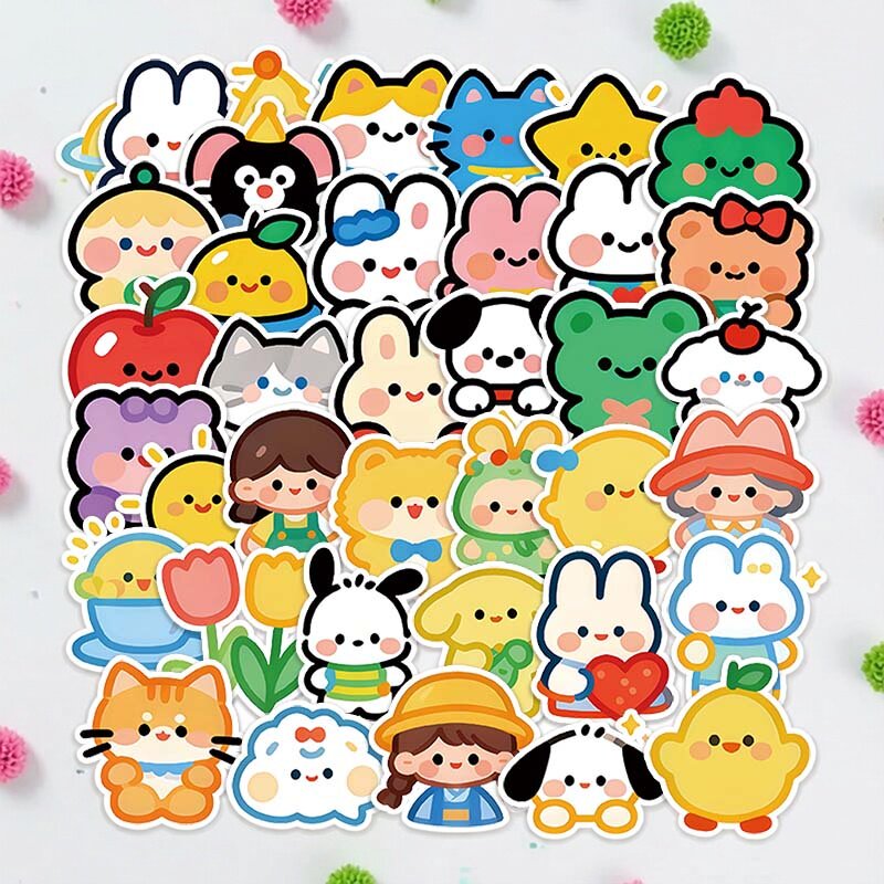 40张卡通萌系贴纸可爱动物装饰行李箱手机壳吉他头盔防水贴纸套装