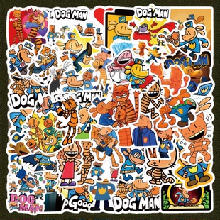 55张卡通神探狗狗漫画贴纸儿童行李箱水杯电脑防水贴画 Dog Man