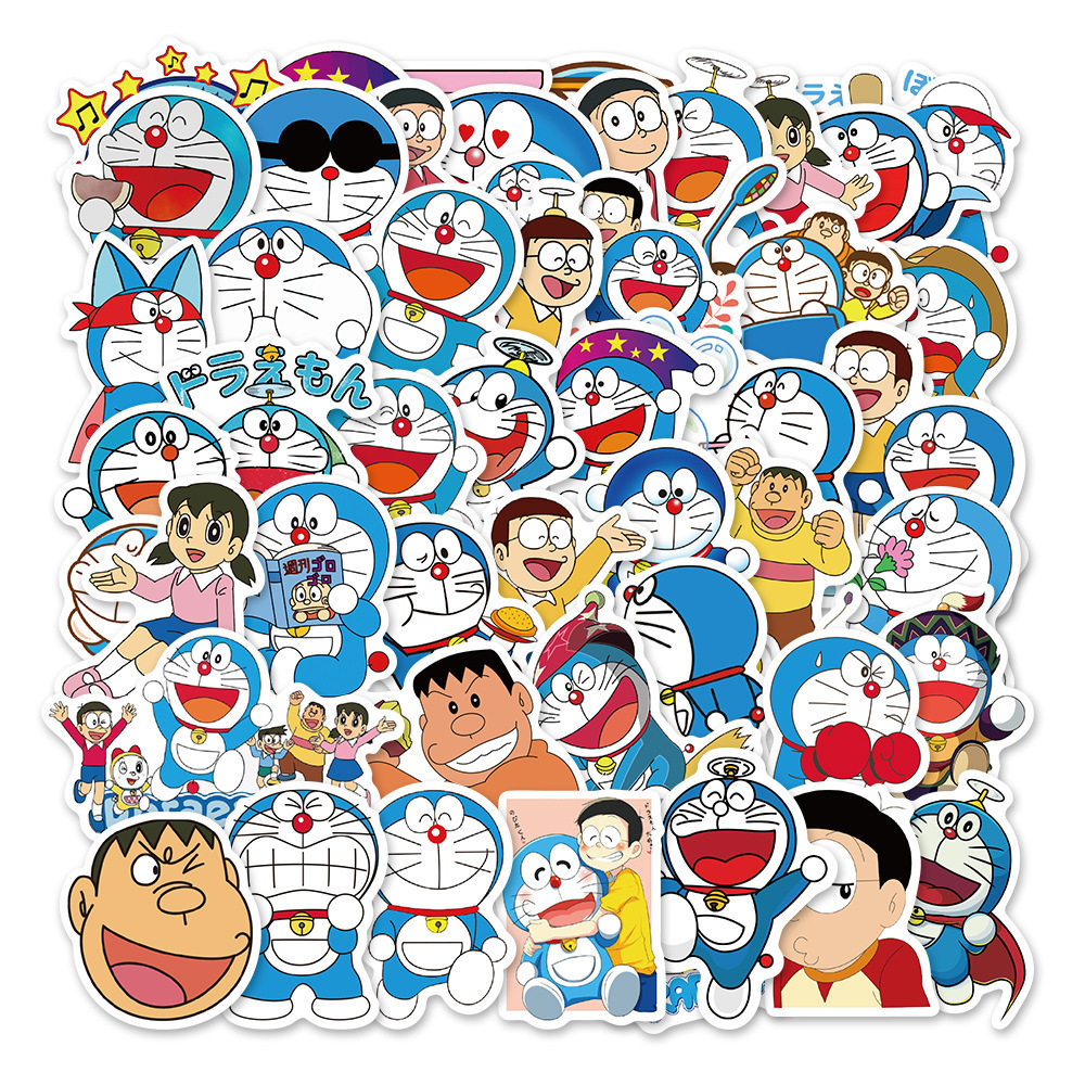 50张哆啦A梦贴纸电脑吉他滑板行李箱手机水杯防水贴画 Doraemon