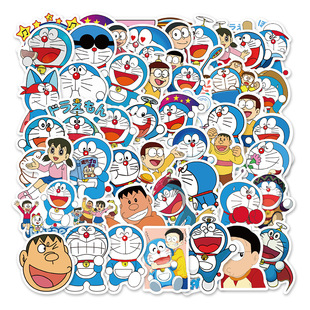 50张哆啦A梦贴纸电脑吉他滑板行李箱手机水杯防水贴画 Doraemon